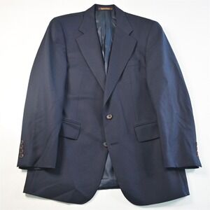 Vtg Ralph Lauren 40R Navy 100% Wool Hopsack Blazer Suit Jacket Sport Coat